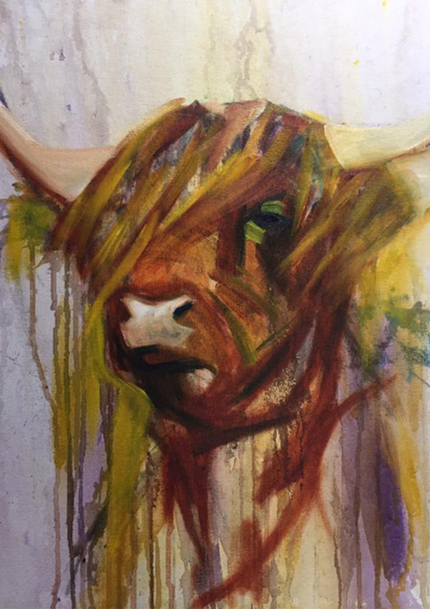 Moody Cow - Mounted Print