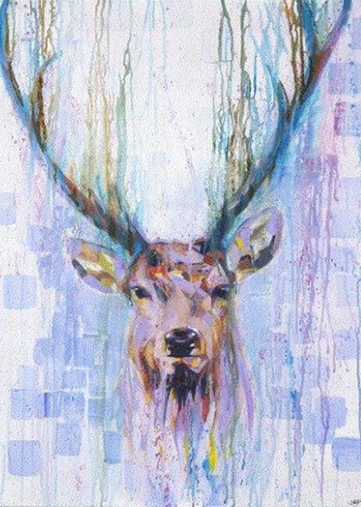 Stag in Rain - Greeting Card