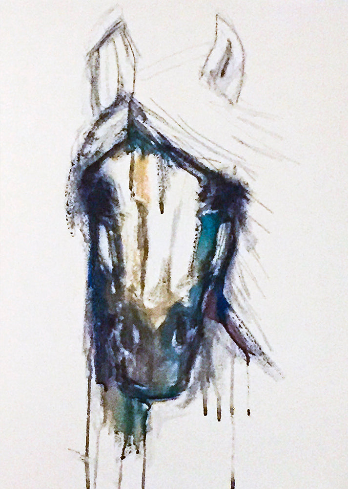 White Horse with Colour - Greeting Card