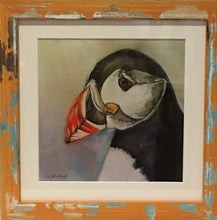 Load image into Gallery viewer, Puffin - Framed Print - 4 colours, shabby chic frame.